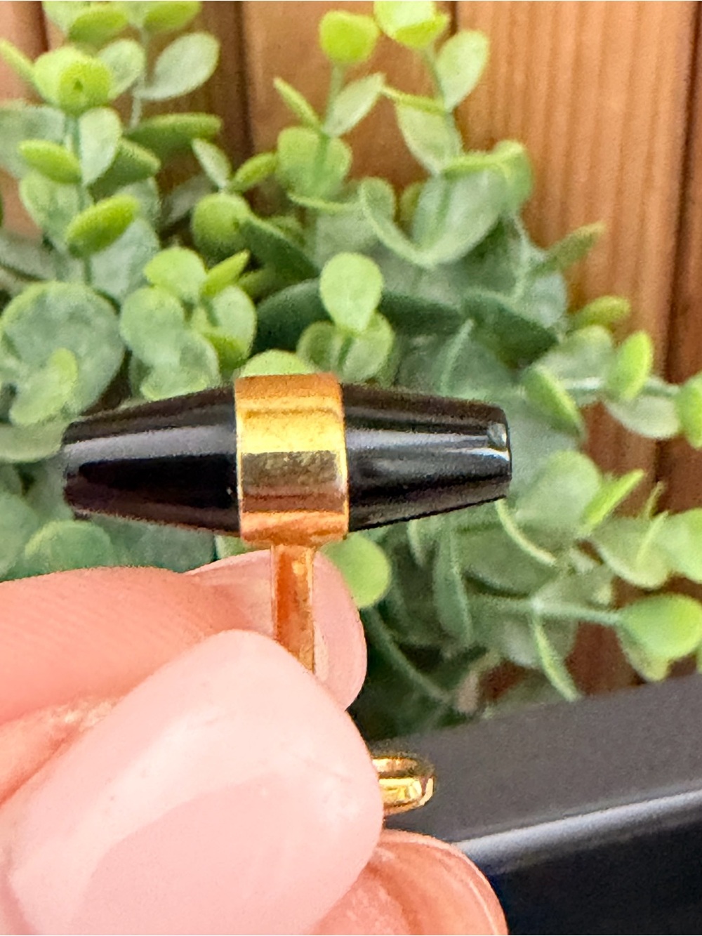 Vintage Yves Saint Laurent YSL Gold Tone Black Cone Bar Cufflinks, Retro Luxury - Picture 3 of 7